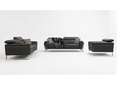 Ontwerper kunstleren bankstel 2x driezits Luxueuze fauteuil 3-delig