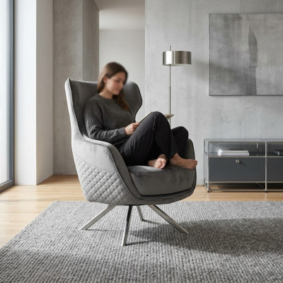 Innovatieve grijze fauteuil Luxueuze clubsfauteuil Woonkamer fauteuil met rugleuning
