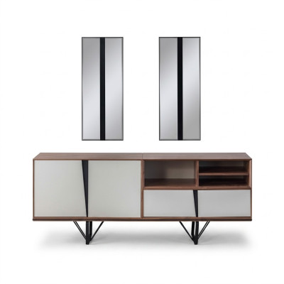 Kast Dressoir Ladeblok Houten Kast Buffet Beige Hout Eetkamer
