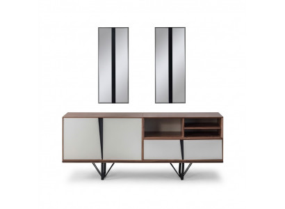 Kast Dressoir Ladeblok Houten Kast Buffet Beige Hout Eetkamer