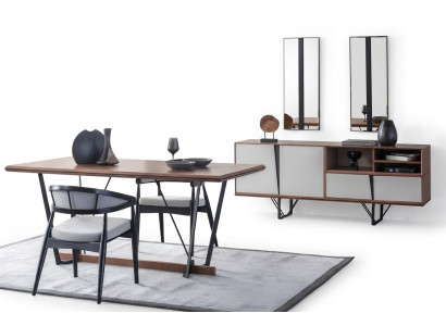 Set eetkamer eettafel dressoir eettafel bruin 2-delig
