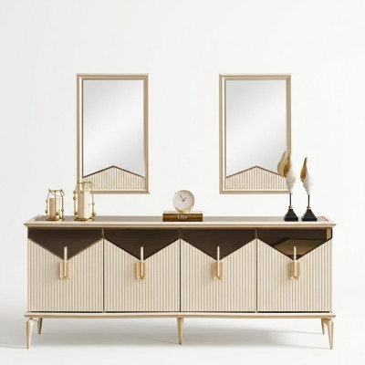 Luxe dressoir kast commode houten kast hout beige goud