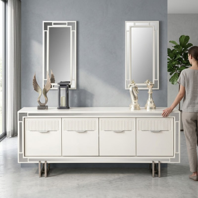 Dressoir Sideboard Wit Kast Commode Houten Kast Hout Eetkamer