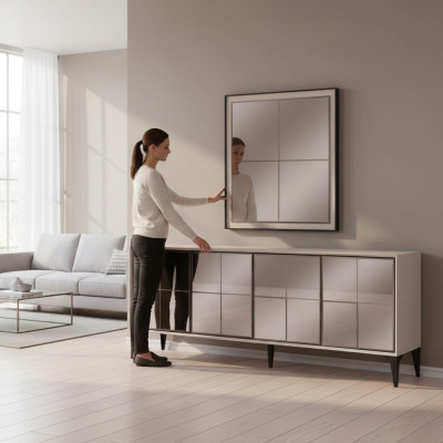 Dressoir luxe dressoir kast commode houten kast hout wit modern