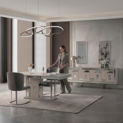 Complete eetkamer eettafel Wit 2-delig dressoir Eettafel hout