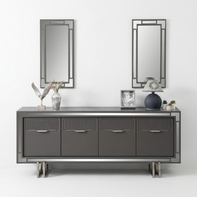 Houten kast Dressoir Sideboard Grijs Kast Commode Hout Eetkamer
