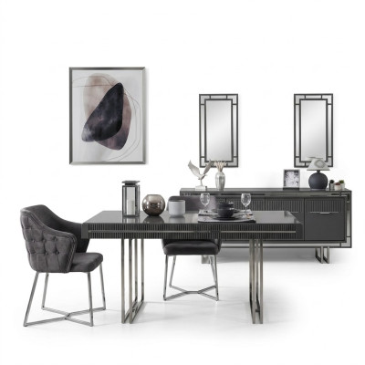 Moderne Complete Eettafel 2-delig Buffettafel Eettafel Hout Grijs
