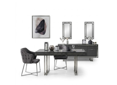 Moderne Complete Eettafel 2-delig Buffettafel Eettafel Hout Grijs