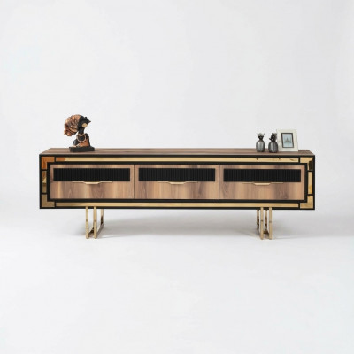Woonkamer dressoir TV-standaard RTV laag tv-meubel woonwand hout bruin meubels