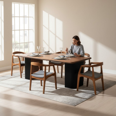 Eetgroep Compleet eetkamer Eettafel Stoelen 7-delig Bruin Klassiek