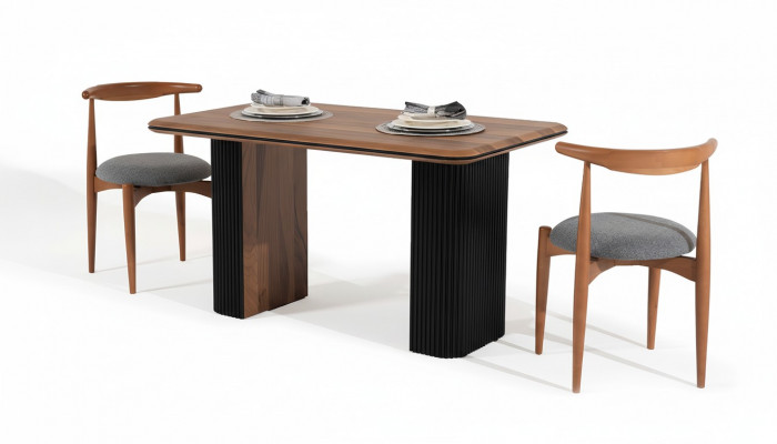 Klassieke set eetkamer eetkamertafel stoelen 3-delig bruin