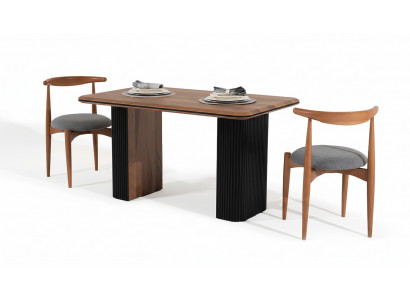 Klassieke set eetkamer eetkamertafel stoelen 3-delig bruin