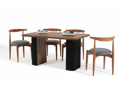 Eetkamer set Eethoek Eettafel Stoelen 5-delig Bruin Klassiek