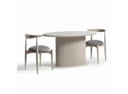 Eetkamerset Compleet eetkamer eettafel stoelen 5-delig Beige Luxe Modern