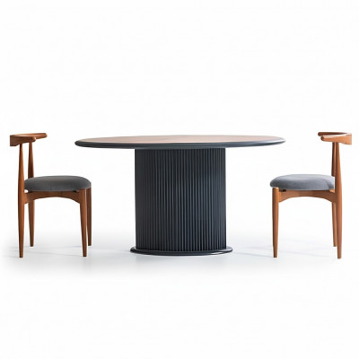 Moderne eetkamerset Complete eetkamer Eettafel Stoelen 3-delig Bruin.
