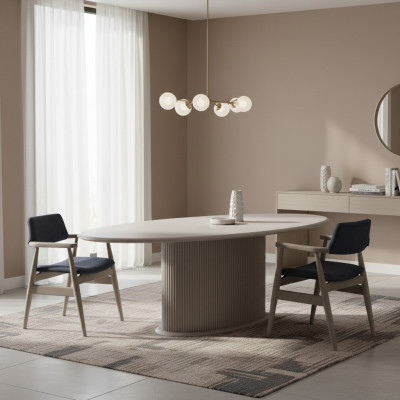 Luxe eetgroep Complete eetkamer Eettafel Stoelen 7-delig Beige Eethoek 