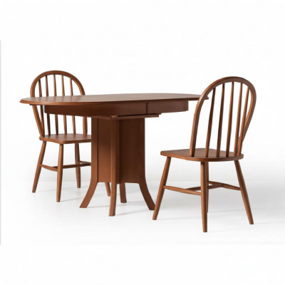 Eetgroep Hout Eetkamer Eettafel Stoelen 3-delig Bruin Eethoek Barok