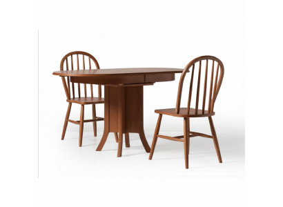 Eetgroep Hout Eetkamer Eettafel Stoelen 3-delig Bruin Eethoek Barok