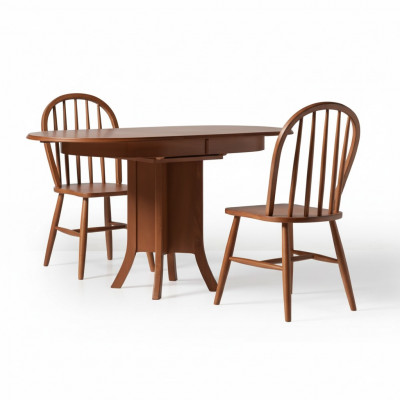 Garnituur Eetgroep Hout Eetkamer Eettafel Stoelen 5-delig Bruin Eethoek