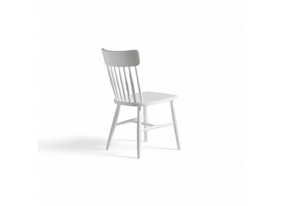 Witte houten eetkamerstoel keukenstoel houten klassieke stoel.