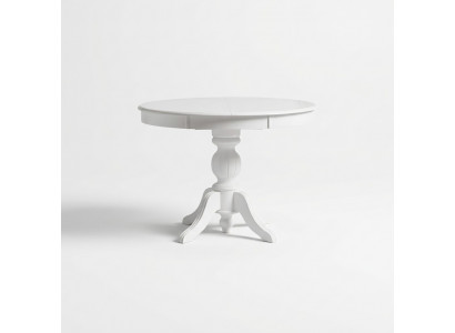 Uitbreidbare eettafel van wit houten eettafel.