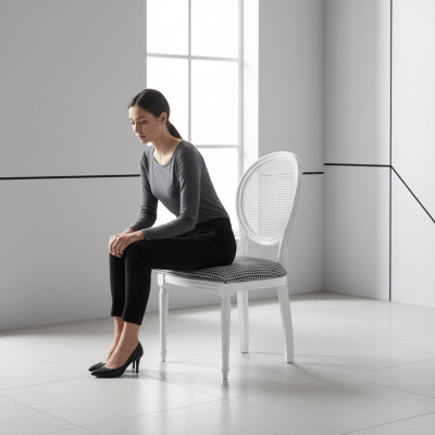 Set van 4 eetkamerstoelen gestoffeerde keukenstoelen wit hout