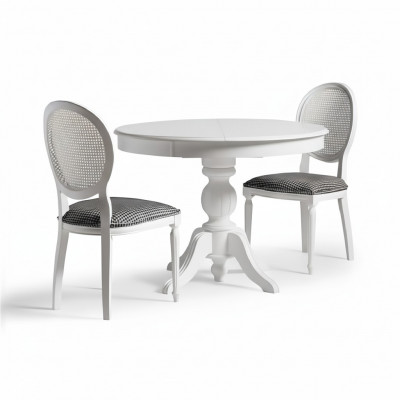 Houten set eetgroep eetkamer eettafel stoelen 5-delig Wit Eethoek