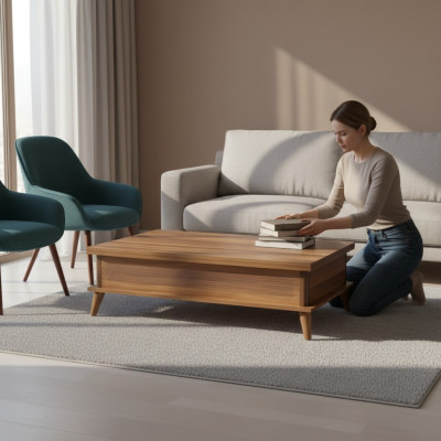 Koffietafel Uitschuifbare salontafel Eettafel Tafel Hout Bruin Meubels