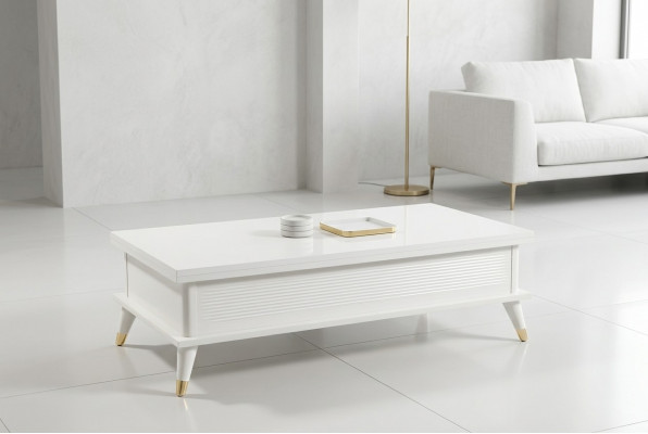 Witte salontafel koffietafel Uitschuifbare eettafel Tafel Hout Bruin