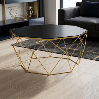 Moderne salontafel koffietafel bijzettafel glazen gouden tafel