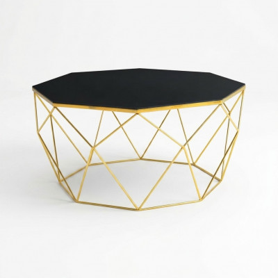 Moderne salontafel koffietafel bijzettafel glazen gouden tafel