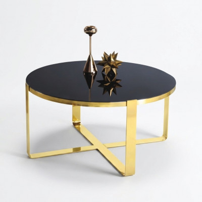 Salontafel Koffietafel Moderne bijzettafel van glas en goud.