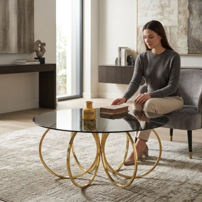 Gouden salontafel, woonkamer bijzettafel, salontafel, tafel, bijzettafel, salontafel.