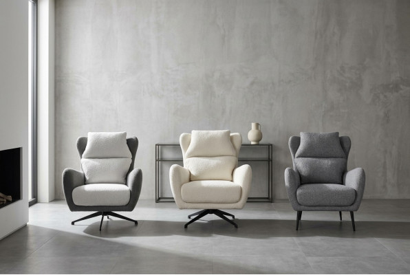 Beklede fauteuil Fauteuil Oorfauteuil Beige Bekleding Woonkamer Eenzitter Stoel