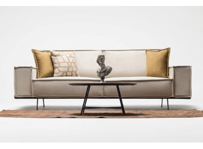 Tweepersoons bank 2-zits stoffen bank gestoffeerde bank beige bank moderne.