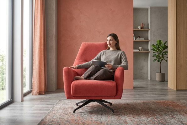 Woonkamer fauteuil oorfauteuil stoffen fauteuil rood gestoffeerde eenzitter zitplaats