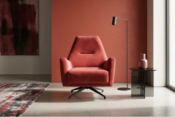Woonkamer fauteuil oorfauteuil stoffen fauteuil rood gestoffeerde eenzitter zitplaats