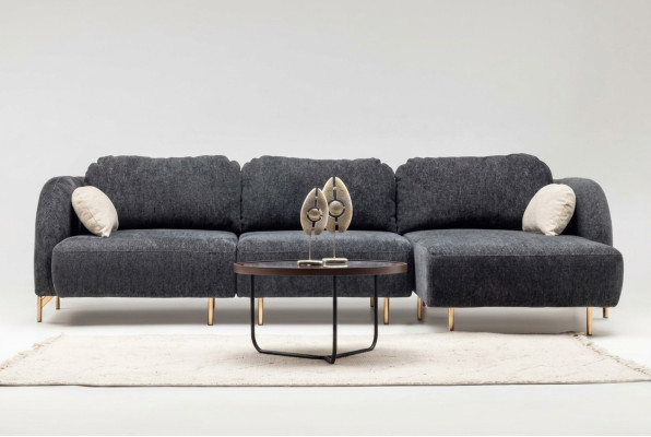 Hoekbank in L-vorm Bekledingsbank Stoffen sofa Grijze bank Ligbank Stof