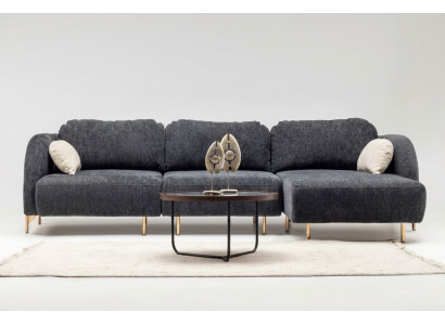 Hoekbank in L-vorm Bekledingsbank Stoffen sofa Grijze bank Ligbank Stof