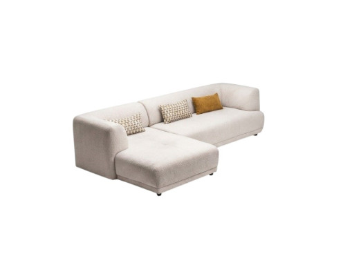 Hoekbankstel Hoekbank L-vorm Stoffen bankstel Beklede bank Bank Beige