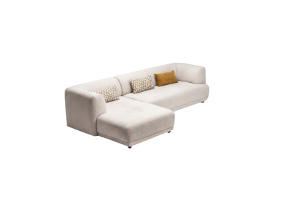 Hoekbankstel Hoekbank L-vorm Stoffen bankstel Beklede bank Bank Beige