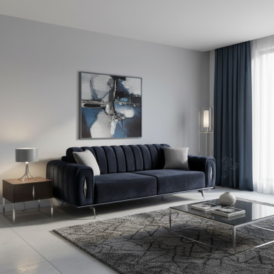 Ontwerp Driezitter Zwart Sofa 3-zits Stoffen Bankstel Polsterbank Couch