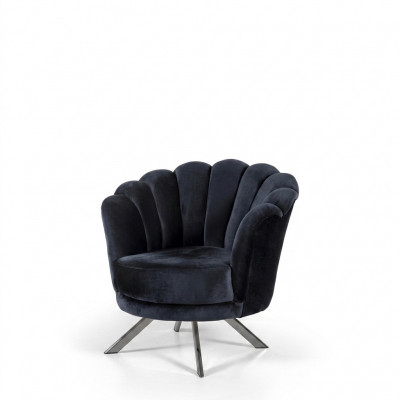 Cocktailstoel Fauteuil Oorfauteuil Stoffen fauteuil Zwarte bekleding Zitvlak