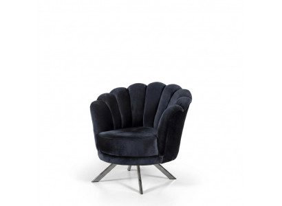 Cocktailstoel Fauteuil Oorfauteuil Stoffen fauteuil Zwarte bekleding Zitvlak