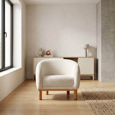 Fauteuil Cocktails fauteuil Witte oorfauteuil Stoffen fauteuil Beklede zetel