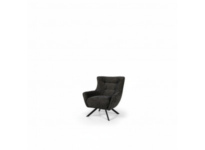 Woonkamerfauteuil Vleugelstoel Stoffen fauteuil Grijs Beklede zitting Eenpersoons.