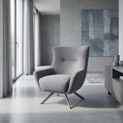 Stoffen fauteuil Woonkamerfauteuil Eenpersoonsfauteuil Oorfauteuil Grijs Beklede zitting