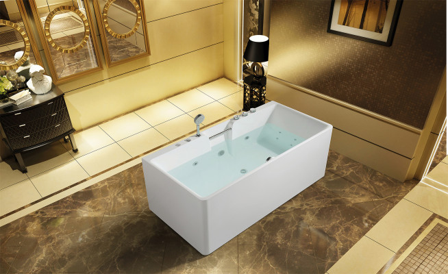 Whirlpool binnenzwembad, wit ligbad Home Spa, ontspannend.
