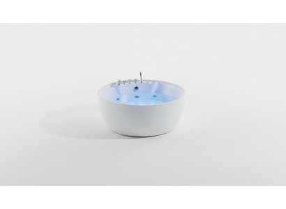 Ronde badkuip whirlpool badkuip ontspanning baden spa wit 150cm bubbels massagesproeiers