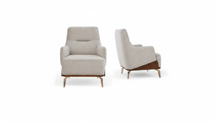 Fauteuil Oorfauteuil Stoffen fauteuil Stof Beige Zits Eenpersoons Woonkamer
